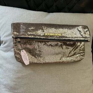 Victoria's Secret Gold Sequin Foldover Clutch - New With Tags
